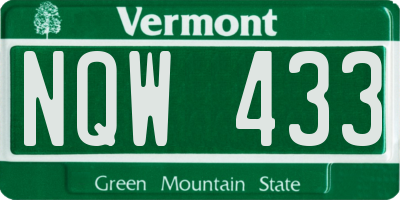 VT license plate NQW433