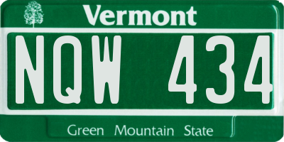 VT license plate NQW434