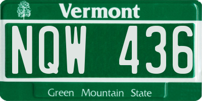 VT license plate NQW436