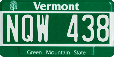 VT license plate NQW438
