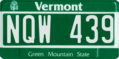 VT license plate NQW439