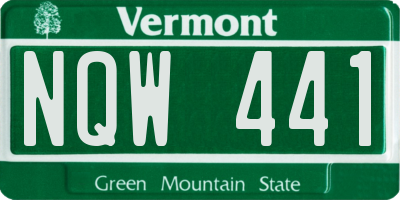 VT license plate NQW441
