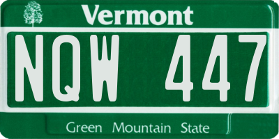 VT license plate NQW447