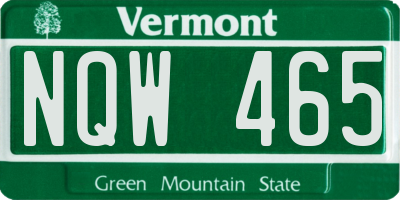 VT license plate NQW465