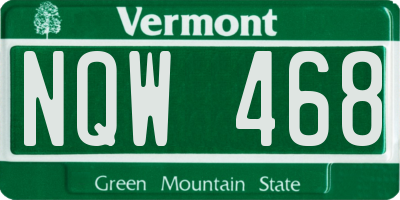 VT license plate NQW468