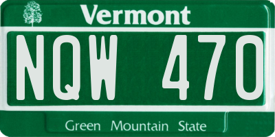 VT license plate NQW470