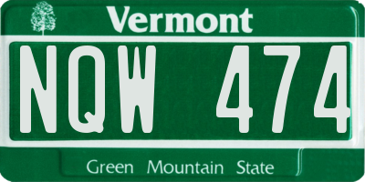 VT license plate NQW474
