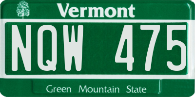 VT license plate NQW475