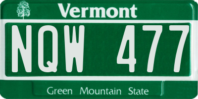 VT license plate NQW477