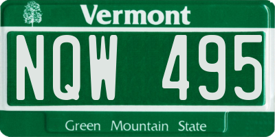 VT license plate NQW495
