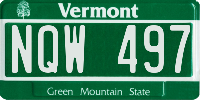 VT license plate NQW497