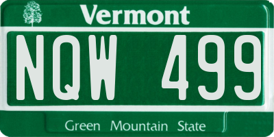 VT license plate NQW499