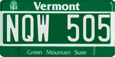VT license plate NQW505