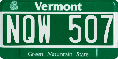 VT license plate NQW507