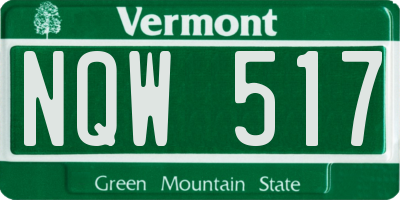 VT license plate NQW517