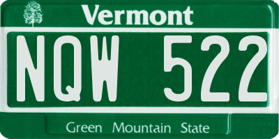 VT license plate NQW522