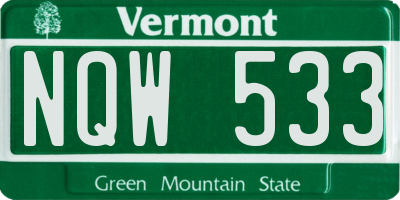 VT license plate NQW533