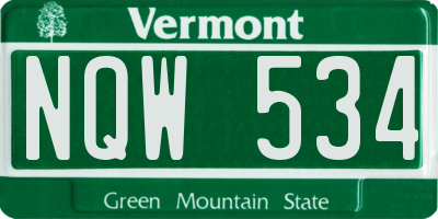 VT license plate NQW534
