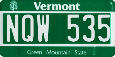VT license plate NQW535