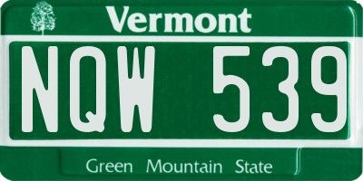VT license plate NQW539