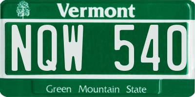 VT license plate NQW540