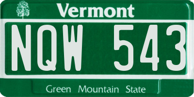 VT license plate NQW543