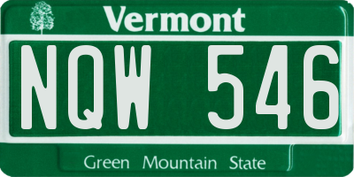 VT license plate NQW546
