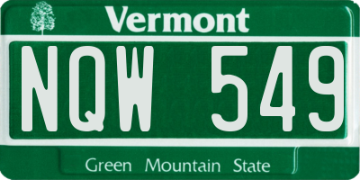 VT license plate NQW549