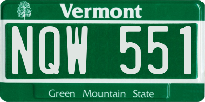 VT license plate NQW551