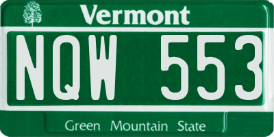 VT license plate NQW553