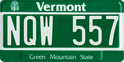 VT license plate NQW557