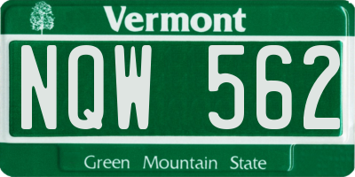 VT license plate NQW562