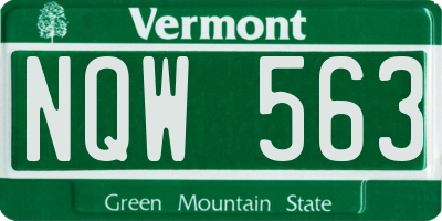VT license plate NQW563
