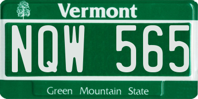VT license plate NQW565