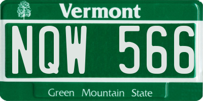 VT license plate NQW566