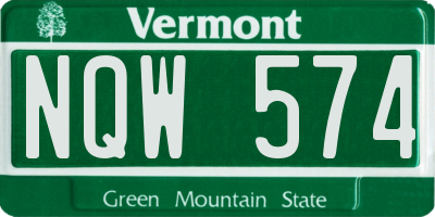 VT license plate NQW574