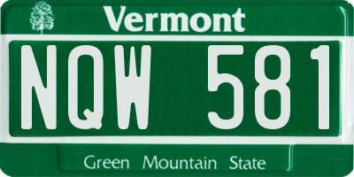 VT license plate NQW581