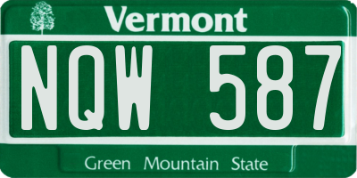 VT license plate NQW587