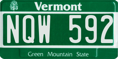 VT license plate NQW592