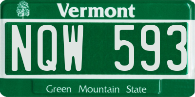 VT license plate NQW593