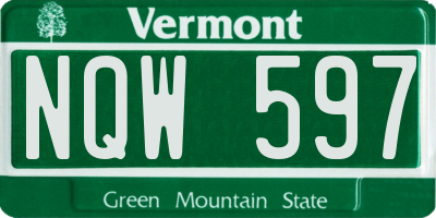 VT license plate NQW597