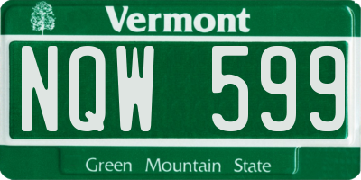 VT license plate NQW599