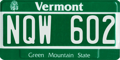 VT license plate NQW602