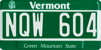 VT license plate NQW604