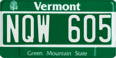 VT license plate NQW605