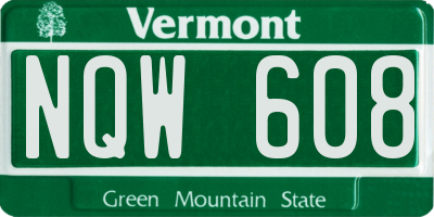 VT license plate NQW608