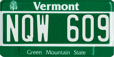 VT license plate NQW609