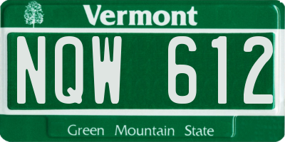 VT license plate NQW612