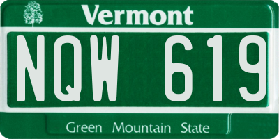 VT license plate NQW619