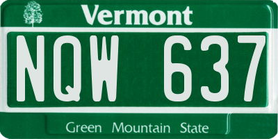 VT license plate NQW637